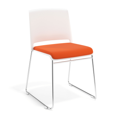 chaise de conference blanc orange sans bras tapissee tissu sans accoudoirs 1