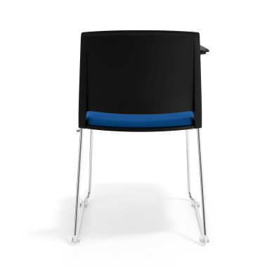 chaise avec tablette noir bleu avec une ecritoire rembourree tissu sans accoudoirs 4
