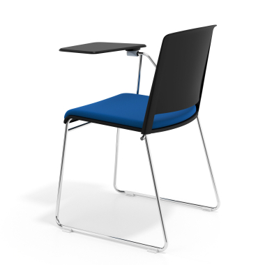 chaise avec tablette noir bleu avec une ecritoire rembourree tissu sans accoudoirs 5