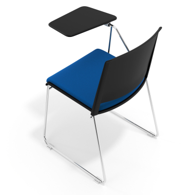 chaise avec tablette noir bleu avec une ecritoire rembourree tissu sans accoudoirs 7