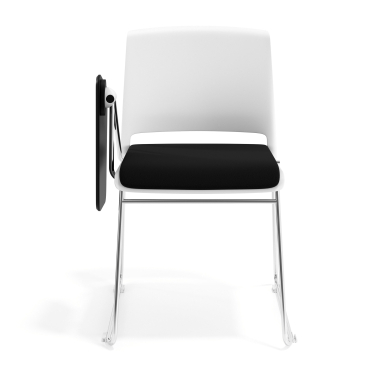 chaise avec tablette blanc noir avec une ecritoire rembourree tissu sans accoudoirs 6