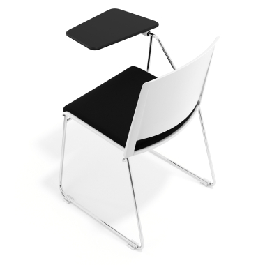 chaise avec tablette blanc noir avec une ecritoire rembourree tissu sans accoudoirs 7