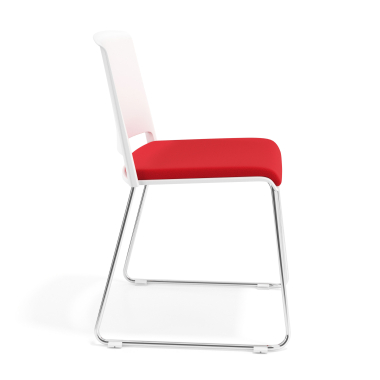 chaise de conference blanc rouge sans bras tapissee tissu sans accoudoirs 3