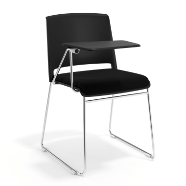 chaise avec tablette noir noir avec une ecritoire rembourree tissu sans accoudoirs 1