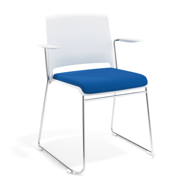 chaise de conference blanc bleu avec bras tapisse tissu sans accoudoirs 1