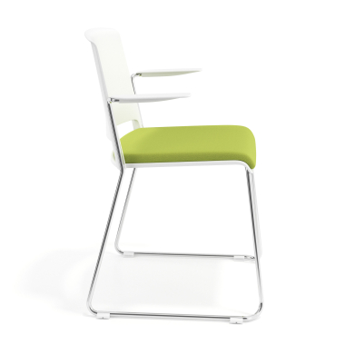 chaise de conference blanc vert avec bras tapisse tissu sans accoudoirs 3