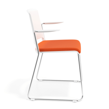 chaise de conference blanc orange avec bras tapisse tissu sans accoudoirs 3
