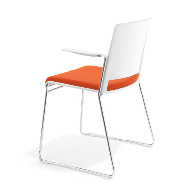 chaise de conference blanc orange avec bras tapisse tissu sans accoudoirs 5