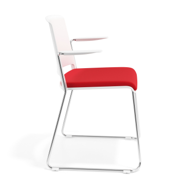 chaise de conference blanc rouge avec bras tapisse tissu sans accoudoirs 3