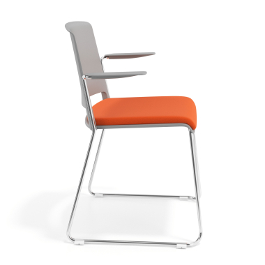 chaise de conference gris orange avec bras tapisse tissu sans accoudoirs 3