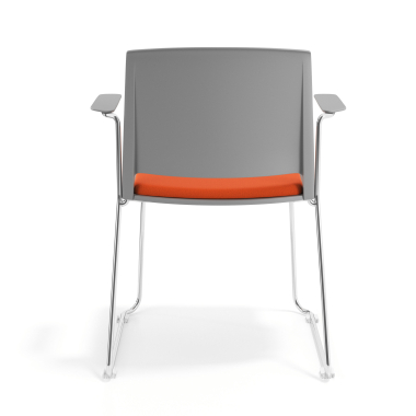 chaise de conference gris orange avec bras tapisse tissu sans accoudoirs 4