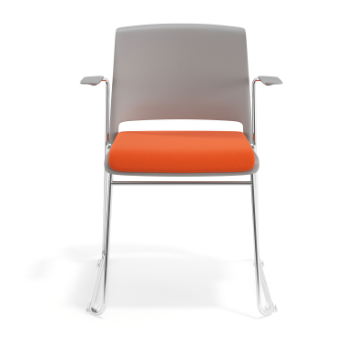chaise de conference gris orange avec bras tapisse tissu sans accoudoirs 6