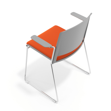 chaise de conference gris orange avec bras tapisse tissu sans accoudoirs 7