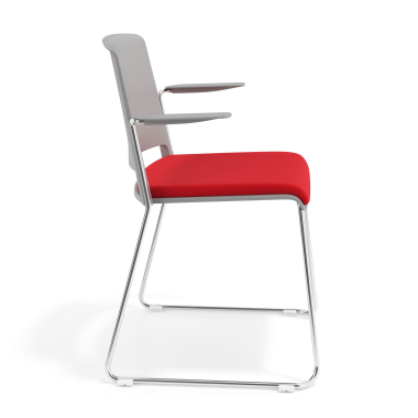 chaise de conference gris rouge avec bras tapisse tissu sans accoudoirs 3