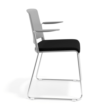 chaise de conference gris noir avec bras tapisse tissu sans accoudoirs 3