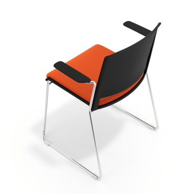 chaise de conference noir orange avec bras tapisse tissu sans accoudoirs 7