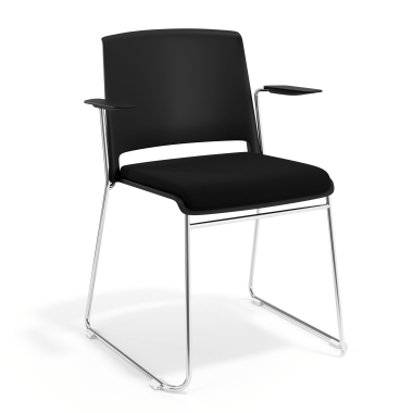 chaise de conference noir noir avec bras tapisse tissu sans accoudoirs 1