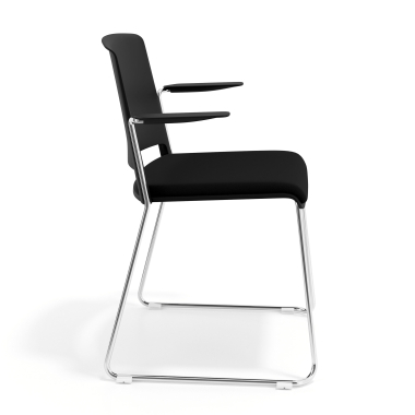 chaise de conference noir noir avec bras tapisse tissu sans accoudoirs 3