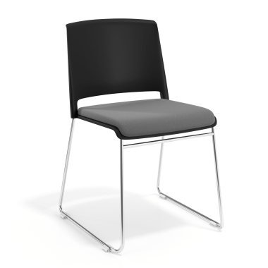 chaise de conference noir gris sans bras tapissee tissu sans accoudoirs 1