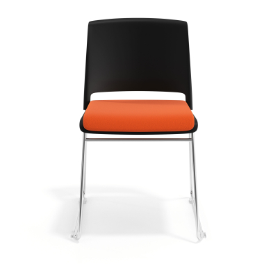 chaise de conference noir orange sans bras tapissee tissu sans accoudoirs 6