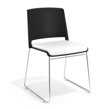 chaise de conference noir blanc sans bras tapissee tissu sans accoudoirs 1