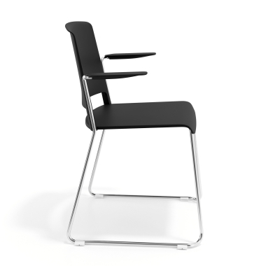chaise de conference noir avec des bras tissu accoudoirs fixes 3