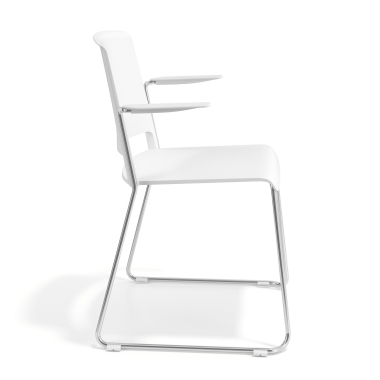 chaise de conference blanc avec des bras tissu accoudoirs fixes 3