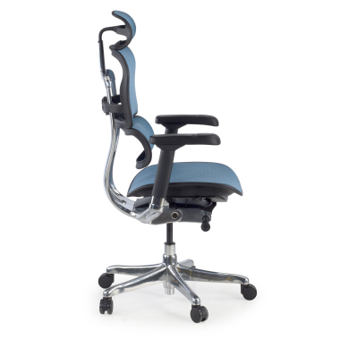chaise ergonomique bleu structure noire rouge maille accoudoirs reglables 5d appui tete 4