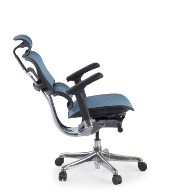 chaise ergonomique bleu structure noire rouge maille accoudoirs reglables 5d appui tete 5
