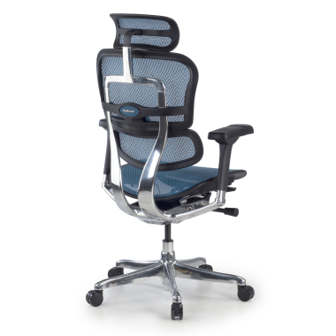 chaise ergonomique bleu structure noire rouge maille accoudoirs reglables 5d appui tete 6