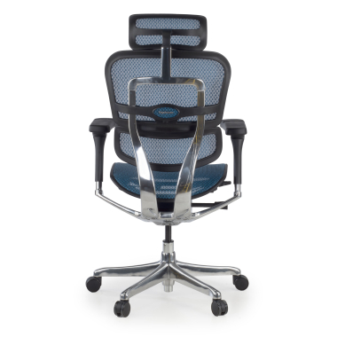 chaise ergonomique bleu structure noire rouge maille accoudoirs reglables 5d appui tete 7