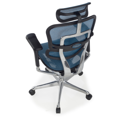chaise ergonomique bleu structure noire rouge maille accoudoirs reglables 5d appui tete 8