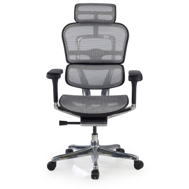 chaise ergonomique gris structure noire rouge maille accoudoirs reglables 5d appui tete 3