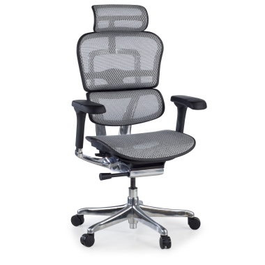 chaise ergonomique gris structure noire rouge maille accoudoirs reglables 5d appui tete 1