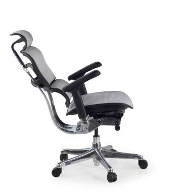 chaise ergonomique gris structure noire rouge maille accoudoirs reglables 5d appui tete 5