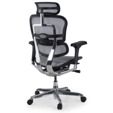 chaise ergonomique gris structure noire rouge maille accoudoirs reglables 5d appui tete 6