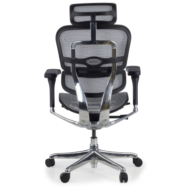 chaise ergonomique gris structure noire rouge maille accoudoirs reglables 5d appui tete 7