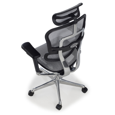 chaise ergonomique gris structure noire rouge maille accoudoirs reglables 5d appui tete 8