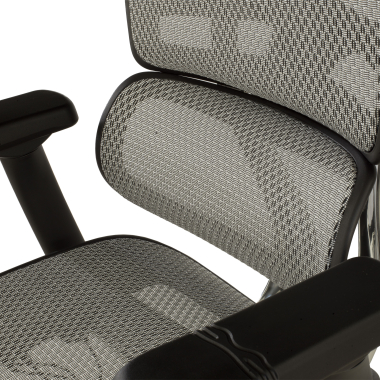 chaise ergonomique gris structure noire rouge maille accoudoirs reglables 5d appui tete 10