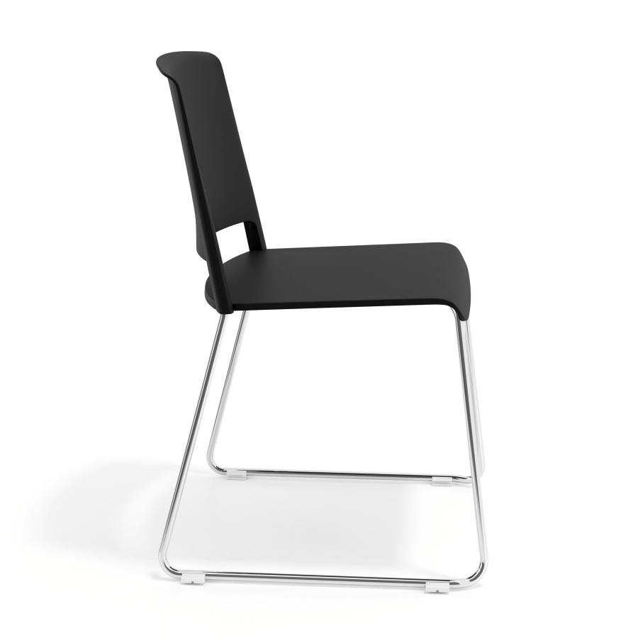 Chaise de Conférence Hest, structure patin, empilable, chromée