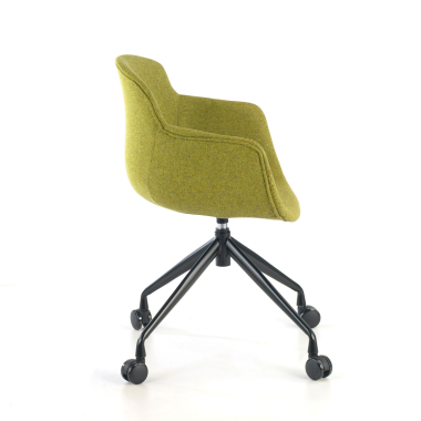 chaise de conference noir vert giratoire avec roulettes tissu accoudoirs rembourres 6