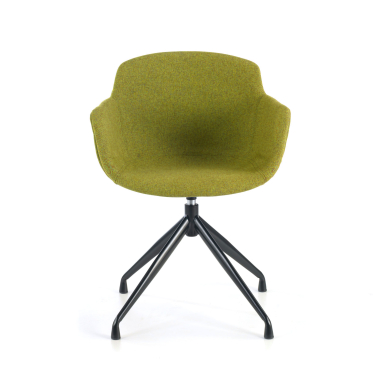 chaise de conference noir vert base pyramide tissu accoudoirs rembourres 3
