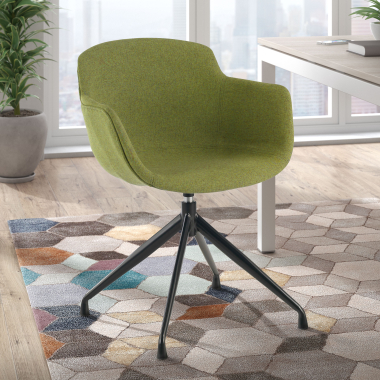 chaise de conference noir vert base pyramide tissu accoudoirs rembourres 2