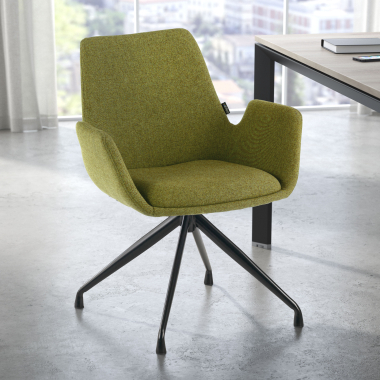 chaise de conference noir vert pivotante tissu accoudoirs rembourres 2