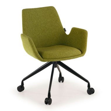 chaise de conference noir vert giratoire avec roulettes tissu accoudoirs rembourres 1