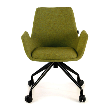 chaise de conference noir vert giratoire avec roulettes tissu accoudoirs rembourres 3