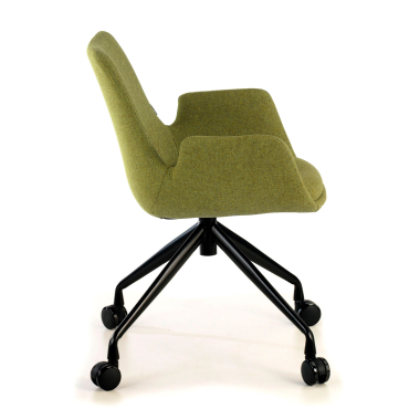 chaise de conference noir vert giratoire avec roulettes tissu accoudoirs rembourres 5