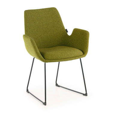 chaise de conference vert structure pietement luge tissu accoudoirs fixes 1