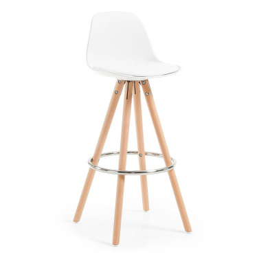 tabouret de bar blanc tabouret pieds en bois simil cuir sans accoudoirs 1