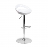Tabouret haut Danko en plastique avec base métallique et repose-pieds circulaire